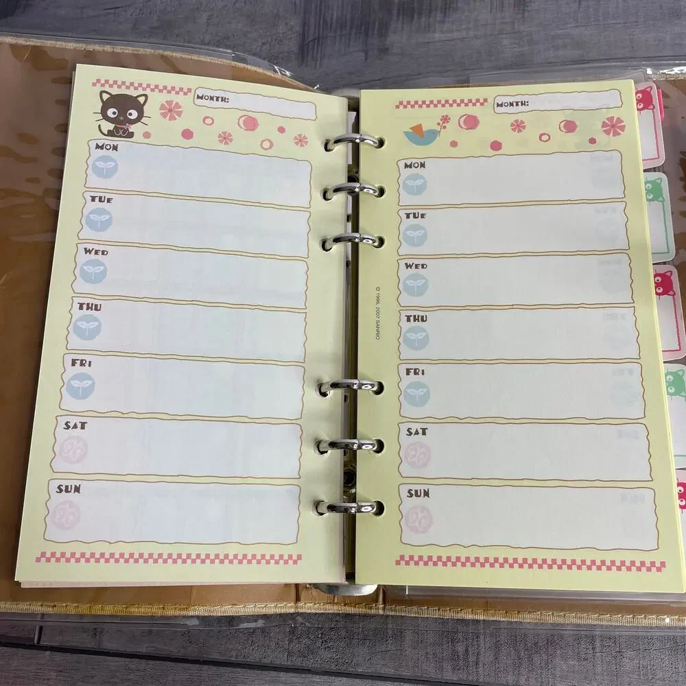 NOS Vintage SANRIO CHOCOCAT 1996 Undated Planner Tan Pink Address Book Organizer